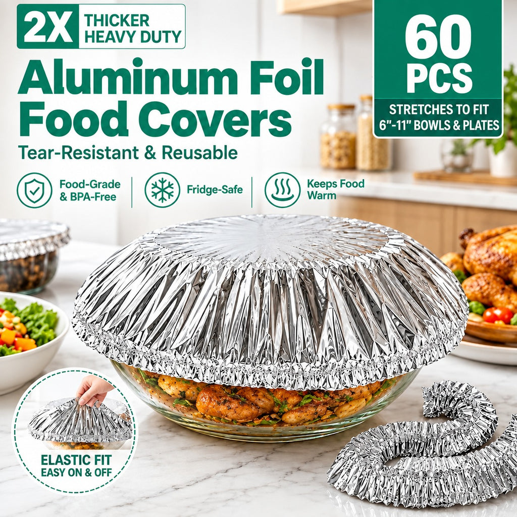 60 Pieces – Reusable Heat-Retaining Aluminium Food Covers