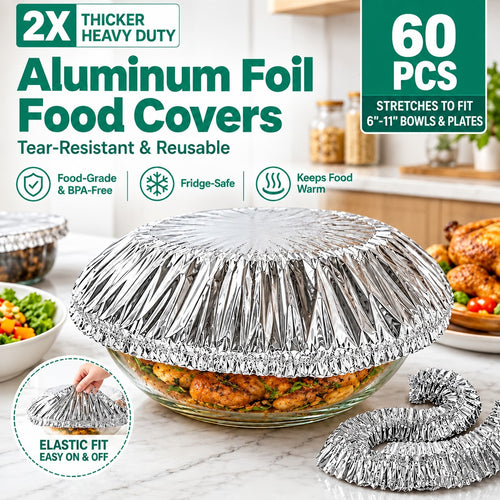60 Pieces – Reusable Heat-Retaining Aluminium Food Covers